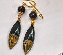 Garnet and Palmwood Stone Earrings