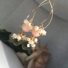Angel Skin Coral Peridot and Pearl Earrings