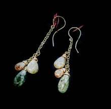 Sunstone, Labradorite, and Freshwater Pearl Dangles