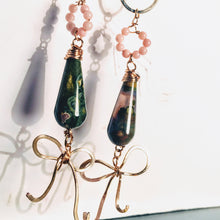 Angel Skin Coral and Fancy Jasper Edwardian Revival Bow Earrings