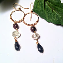 Small Garnet Wire Wrapped Hoops