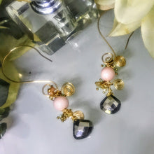 Angel Skin Coral and Pyrite Earrings