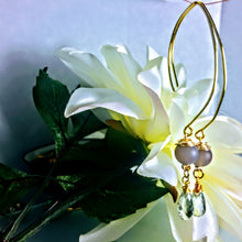 Green Amethyst and Grey Agate Earrings
