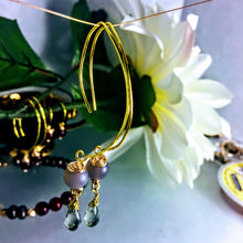 Green Amethyst and Grey Agate Earrings