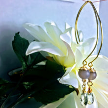 Green Amethyst and Grey Agate Earrings