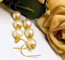 Gold Wire Wrapped Pearl Earrings