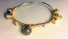 Grey Agate Stackable Cuff Bracelet with Aquamarine