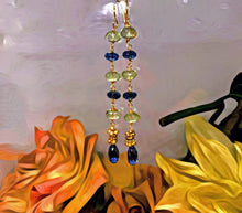 London Blue Topaz Earrings with Green Amthyst