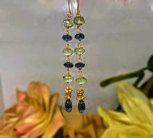 London Blue Topaz Earrings with Green Amthyst